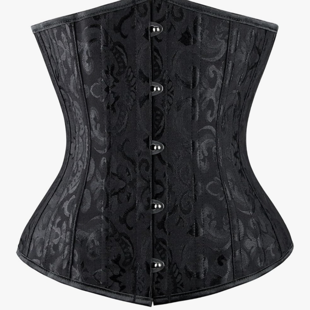 Elegant Black Brocade Corset